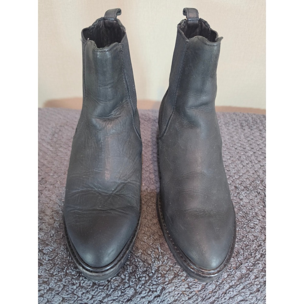 Thursday Boot Co Everyday Black Leather Chelsea Boots Block Heel Womens 6.5